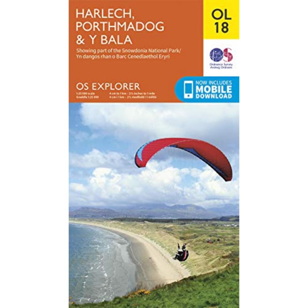 OS Explorer Map OL18 Harlech, Porthmadog & Bala/Y Bala cover image