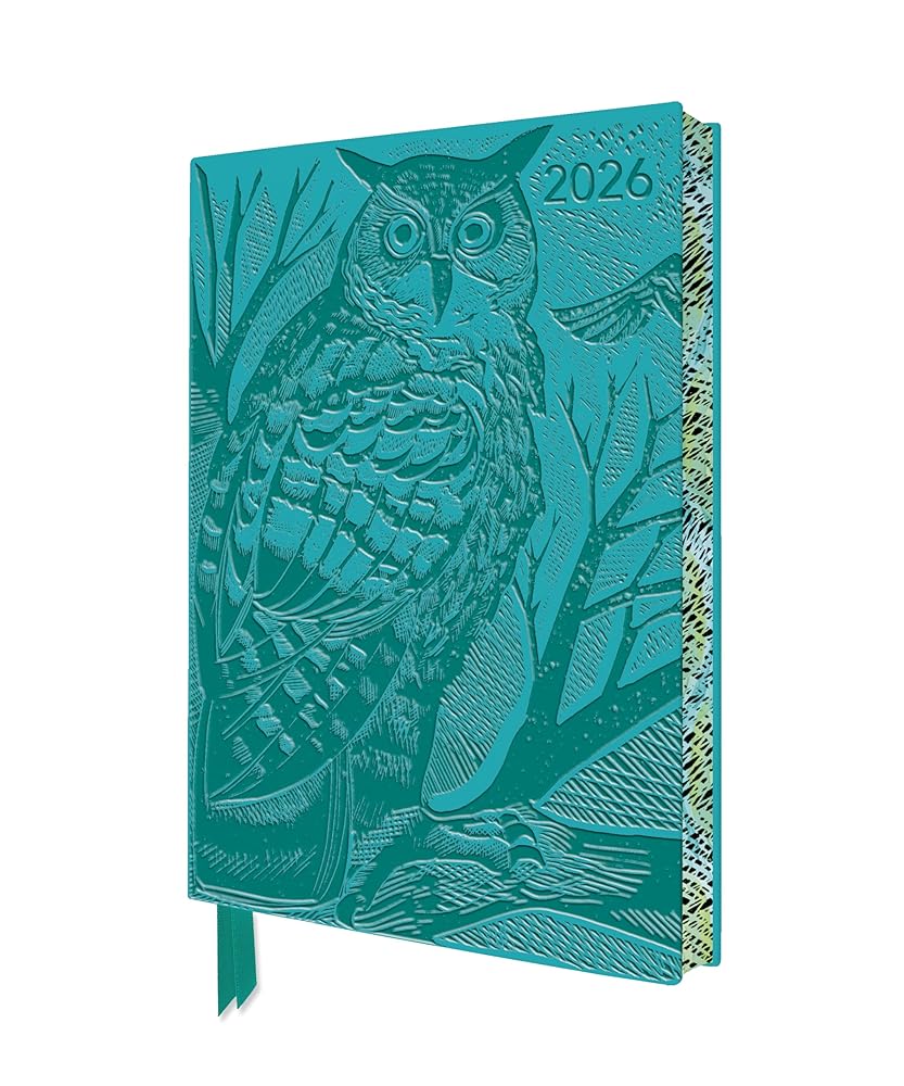 Angela Harding: Long Eared Owl 2026 Artisan Art Vegan Leather Diary Planner - Page to View with Notes cover image