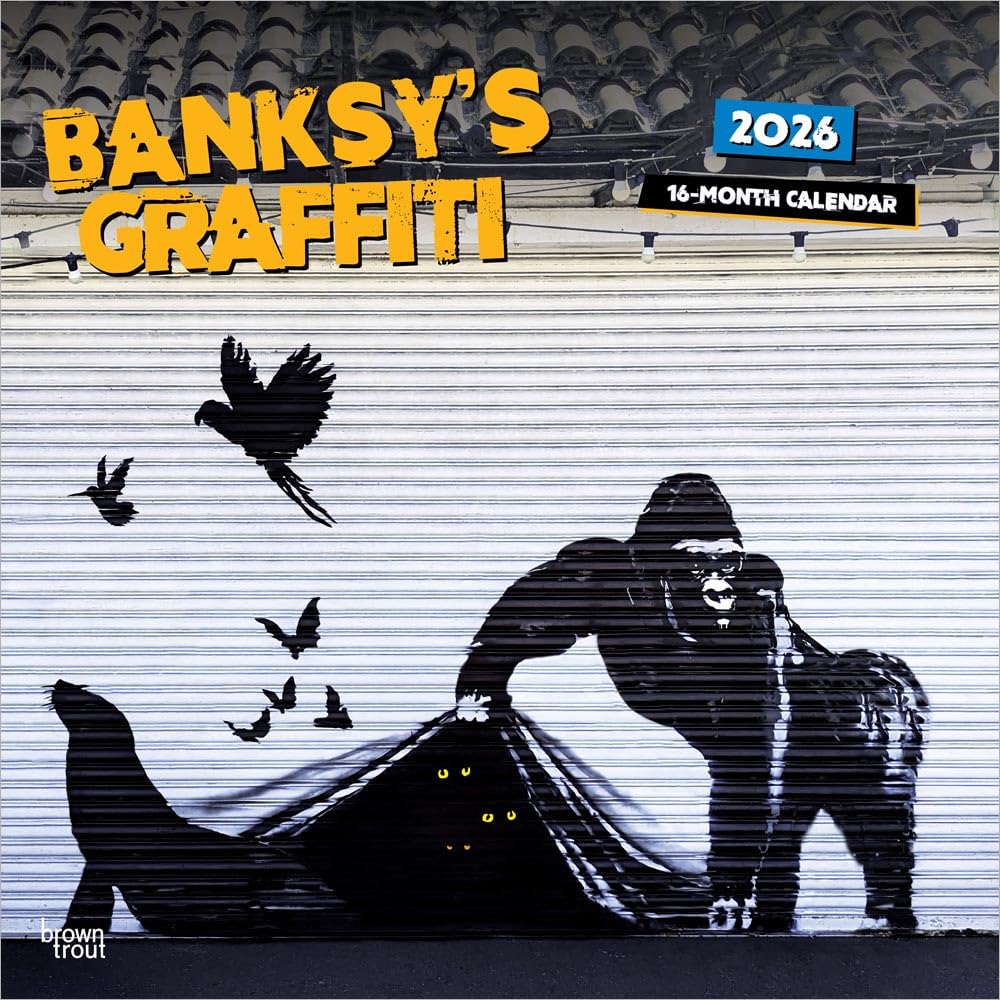 Banksy's Graffiti OFFICIAL | 2026 12 x 24 Inch (Hanging) Monthly Square Wall Calendar | Plastic-Free | BrownTrout | Drawings Street Art Design cover image